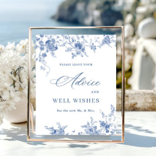 Victorian Dusty Blue Fransk Garden Advice & Önskem Poster