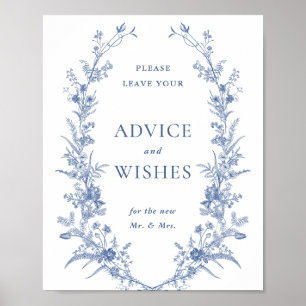 Victorian Dusty Blue Fransk Garden Advice & Önskem Poster