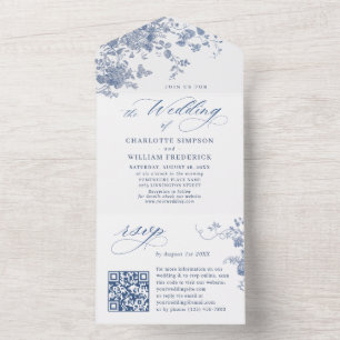 Victorian Dusty Blue Fransk Garden Blommigt Bröllo