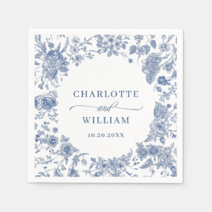 Victorian Dusty Blue Fransk Garden Blommigt Bröllo Pappersservett