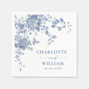 Victorian Dusty Blue Fransk Garden Blommigt Bröllo Pappersservett