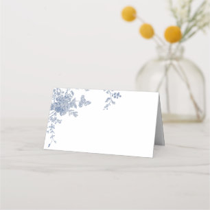 Victorian Dusty Blue Fransk Garden Blommigt Bröllo Placeringskort