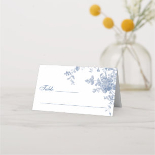Victorian Dusty Blue Fransk Garden Blommigt Bröllo Placeringskort