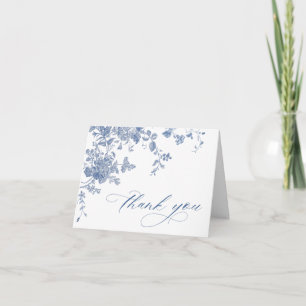 Victorian Dusty Blue Fransk Garden Blommigt Bröllo Tack Kort