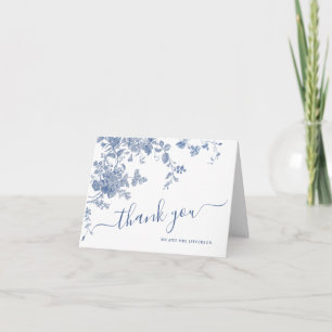 Victorian Dusty Blue Fransk Garden Blommigt Bröllo Tack Kort