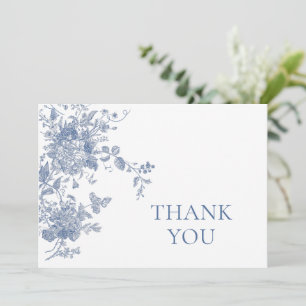 Victorian Dusty Blue Fransk Garden Blommigt Bröllo Tack Kort