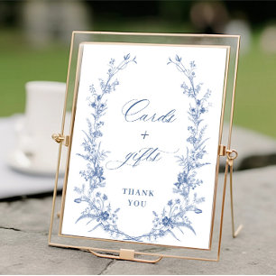Victorian Dusty Blue Fransk Garden Cards and Gifts Poster