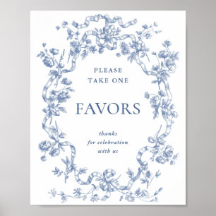 Victorian Dusty Blue Fransk Garden Favors Sign Poster