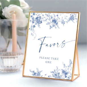 Victorian Dusty Blue Fransk Garden Favors Sign Poster