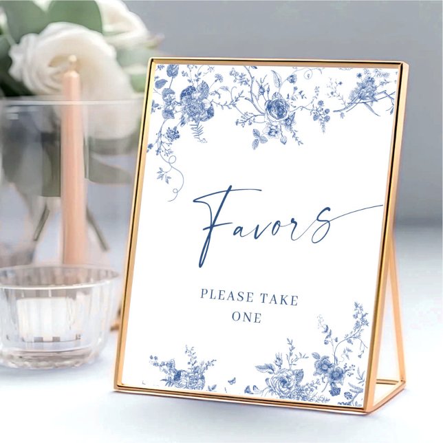 Victorian Dusty Blue Fransk Garden Favors Sign Poster (Skapare uppladdad)