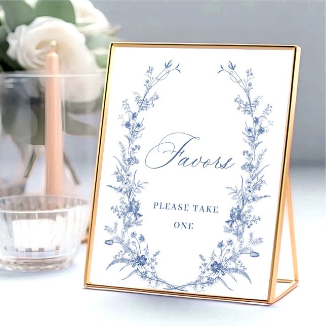 Victorian Dusty Blue Fransk Garden Favors Sign Poster (Skapare uppladdad)