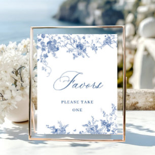 Victorian Dusty Blue Fransk Garden Favors Sign Poster