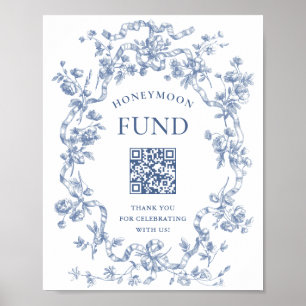 Victorian Dusty Blue Fransk Garden Honeymoon Fund Poster