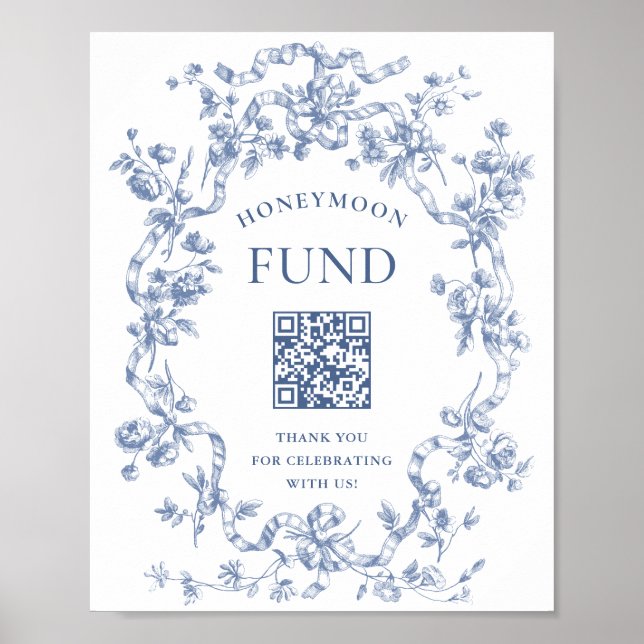 Victorian Dusty Blue Fransk Garden Honeymoon Fund Poster (Framsidan)