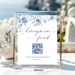 Victorian Dusty Blue Fransk Garden Honeymoon Fund Poster