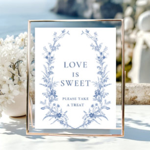 Victorian Dusty Blue Fransk Garden Kärlek är Sweet Poster