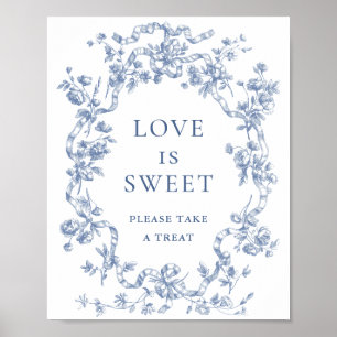 Victorian Dusty Blue Fransk Garden Kärlek är Sweet Poster