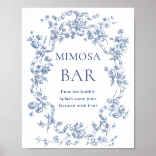 Victorian Dusty Blue Fransk Garden Mimosa Pub Sign Poster