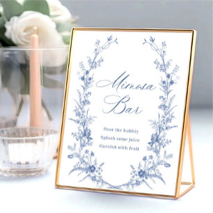 Victorian Dusty Blue Fransk Garden Mimosa Pub Sign Poster