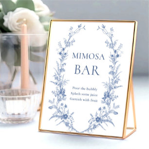 Victorian Dusty Blue Fransk Garden Mimosa Pub Sign Poster