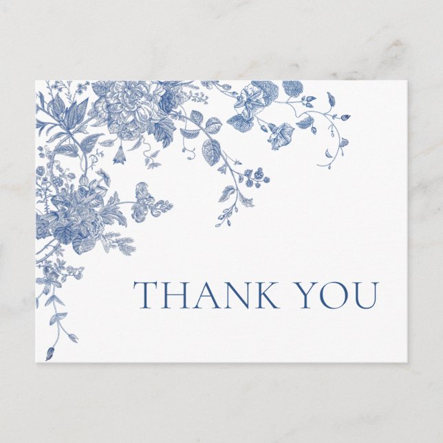 Victorian Dusty Blue Fransk Garden Tack Vykort (Framsida)