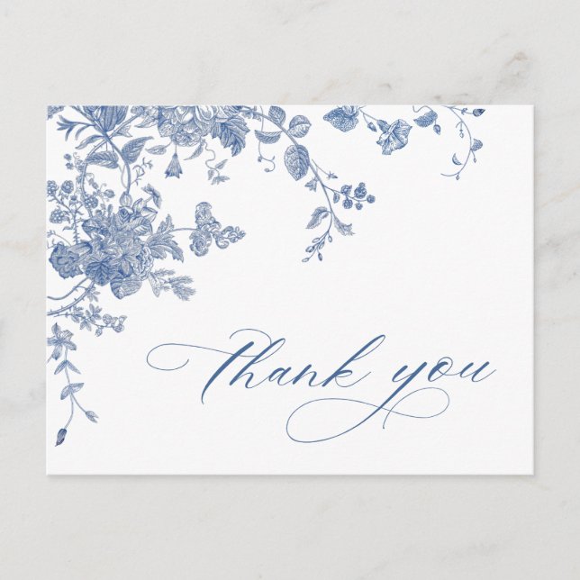 Victorian Dusty Blue Fransk Garden Tack Vykort (Framsida)