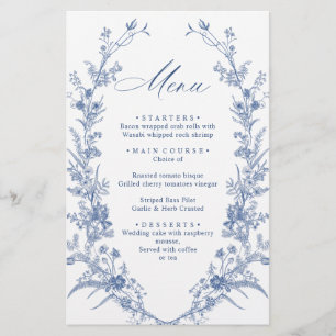 Victorian Dusty Blue Fransk Garden Wedding Menu