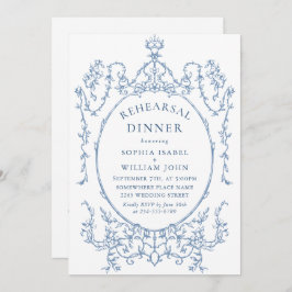 Victorian Dusty Blue Rehearsal Dinner QR-kod Inbjudningar