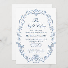 Victorian Dusty Blue Rehearsal Dinner QR-kod Inbjudningar