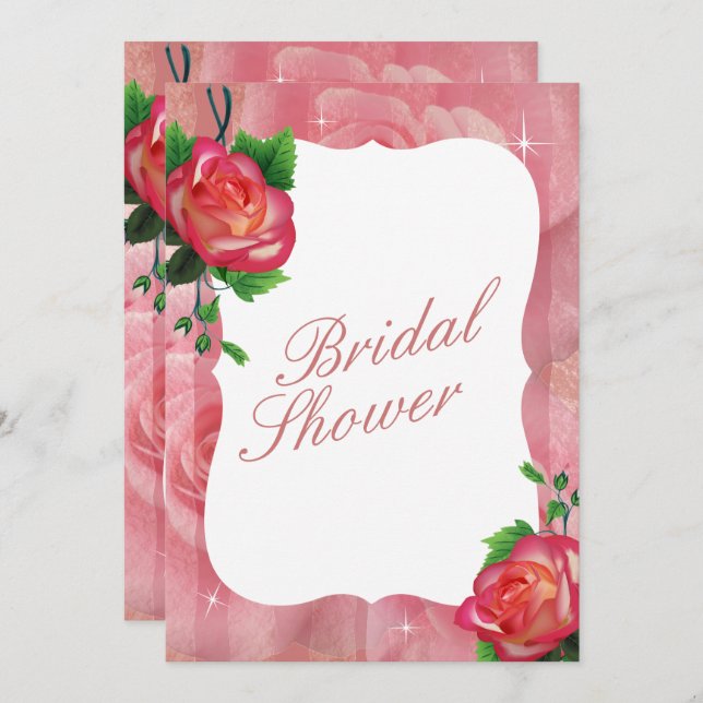 Victorian Dusty Ro Blommigt Bröllop Inbjudningar (Fram/baksida)