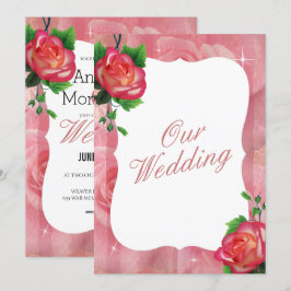 Victorian Dusty Ro Blommigt Bröllop Inbjudningar