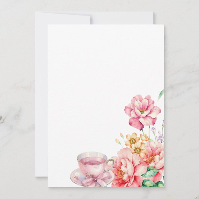 Victorian Dusty rosa Garden Tea Möhippa Inbjudningar (Baksida)