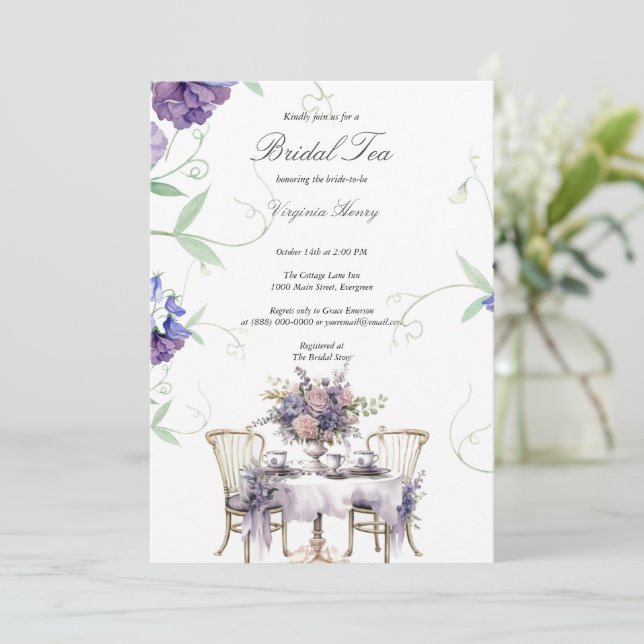 Victorian Dusty rosa Garden Tea Möhippa Inbjudningar (Stående Fram)