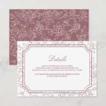 Victorian Dusty Rose Line Art Wedding Details