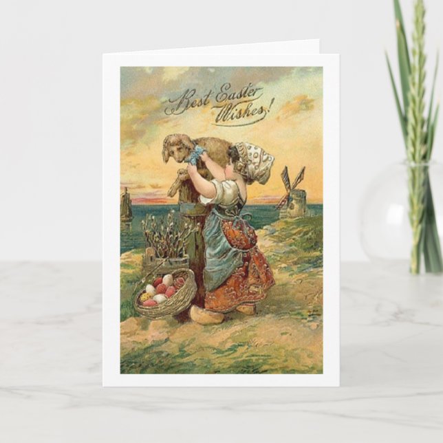Victorian Dutch Girl Påsk Greeting Card Helgkort (Framsida)