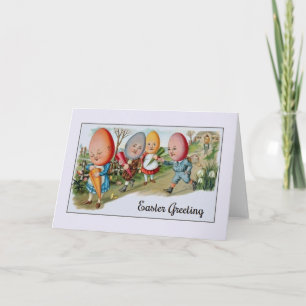 Victorian Egghead People Påsk Greeting Card Helgkort
