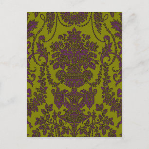 Victorian Elegance ~ Postcard Damask Gult Vykort