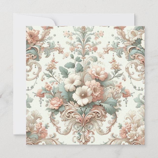 Victorian Elegance: Soft Pastel Mönster Inbjudningar (Framsida)