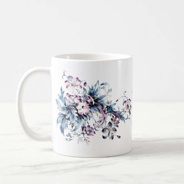 Victorian Elegant Flowers Romantic Beloved Kaffemugg (Vänster)