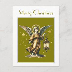 Victorian Elegant Julafton Angel och Lantern Vykort