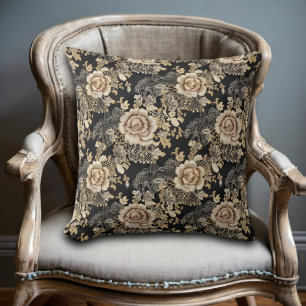 Victorian Elegant Snöre Ro Vintage Black Kudde