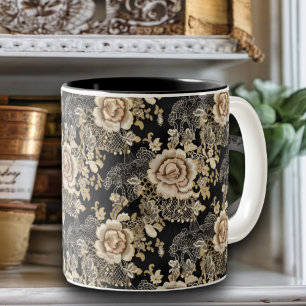 Victorian Elegant Snöre Ro Vintage Black Två-Tonad Mugg