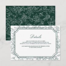 Victorian Emerald Green Line Art Wedding Details