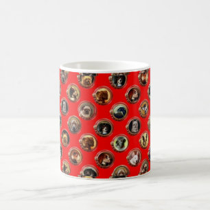 VICTORIAN ENAMELS /MINIATURE HUND PORTRÄTT,Red Kaffemugg