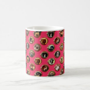 VICTORIAN ENAMELS /MINIATURE HUND PORTRÄTT,Rosa Kaffemugg