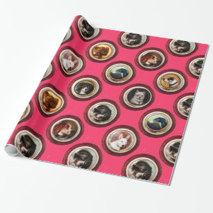 VICTORIAN ENAMELS /MINIATURE HUND PORTRÄTT,Rosa Presentpapper