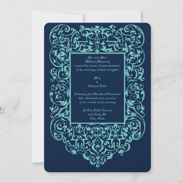 Victorian Era 1844 Art nouveau Ornate Gräns Inbjudningar (Framsida)