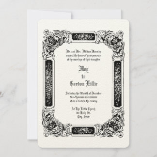 Victorian Era 1850 Ro Flowers Gräns Bröllop Inbjudningar