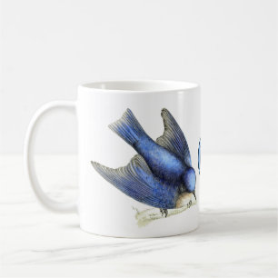 Victorian Era 1851 Bluebird Art & Monogram Kaffemugg