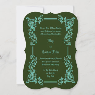 Victorian Era 1851 Elegant Blommigt Gräns Bröllop Inbjudningar